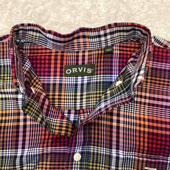 Men’s multi colored plaid button-down ORVIS wrinkle free shirt/ size L - Picture 2 of 3